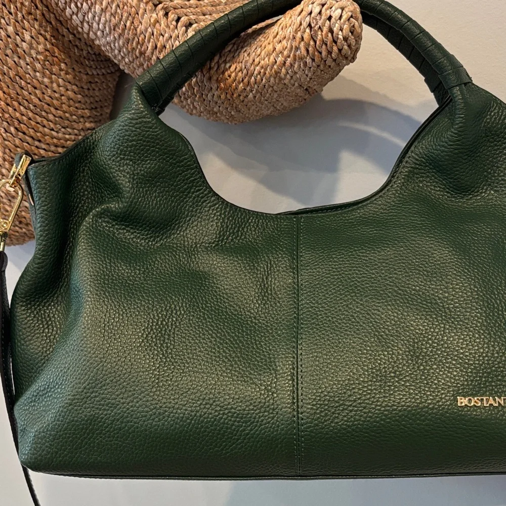 💚Bostonian Forest Green Leather Shoulder Bag - Picture 3 of 15